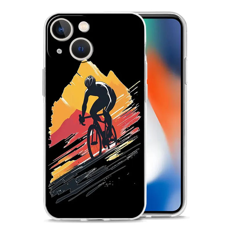 Phone Case For iPhone 17 Cases iPhone Air 16 15 12 13 14 Pro Max 7 8 Plus 16Pro iPhone11 Cover Mountain Bike Cycling art