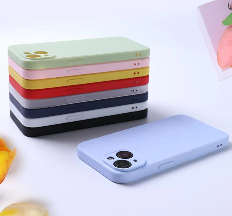 Liquid Silicone Phone Case for iphone 13 mini 14 15 Pro Max 15 Plus Candy Color Soft Back Cover Cases